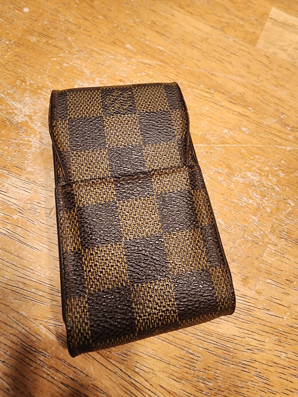 Louis Vuitton Damier Ebene Cigarette Case  brown checkered coated canvas